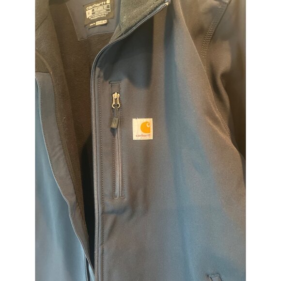 Carhartt Mens NWOT XL Rain Defender Soft Shell Jacket In Navy W Fleece Lining - Picture 3 of 11